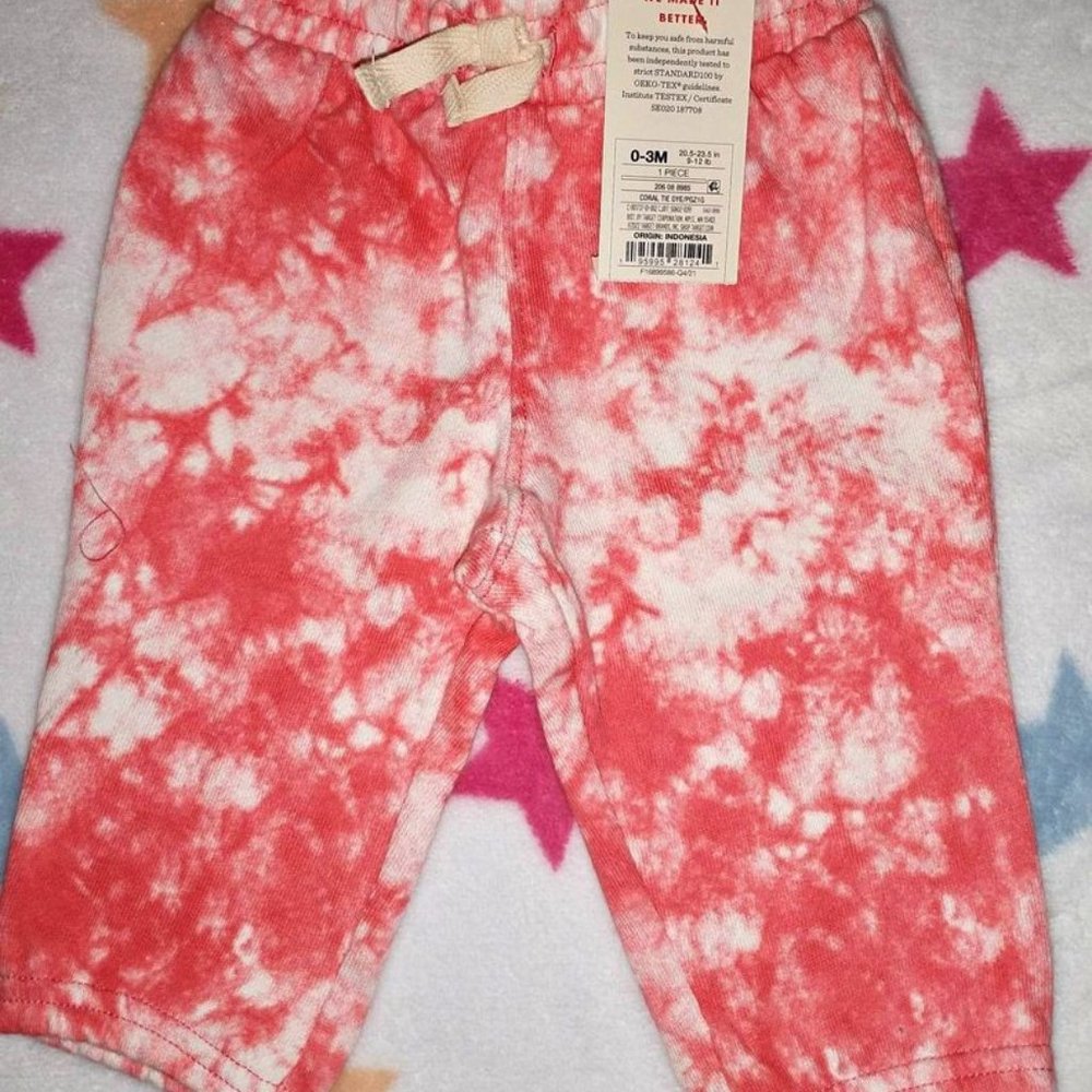 Cat & Jack baby boy girl tye die pants size 0-3 Month Pink  K-361